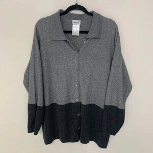 Basler Black Grey Cashmere Silk Button Up Cardigan 44